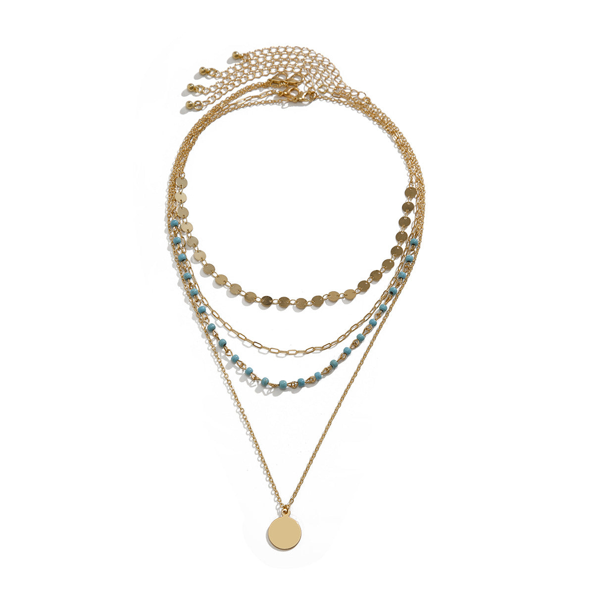 OT buckle necklace multi-layer gemstone chains
