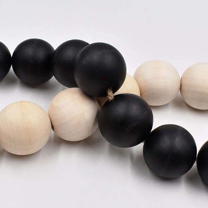 Natural Big Wood Bead Garland with Tassels