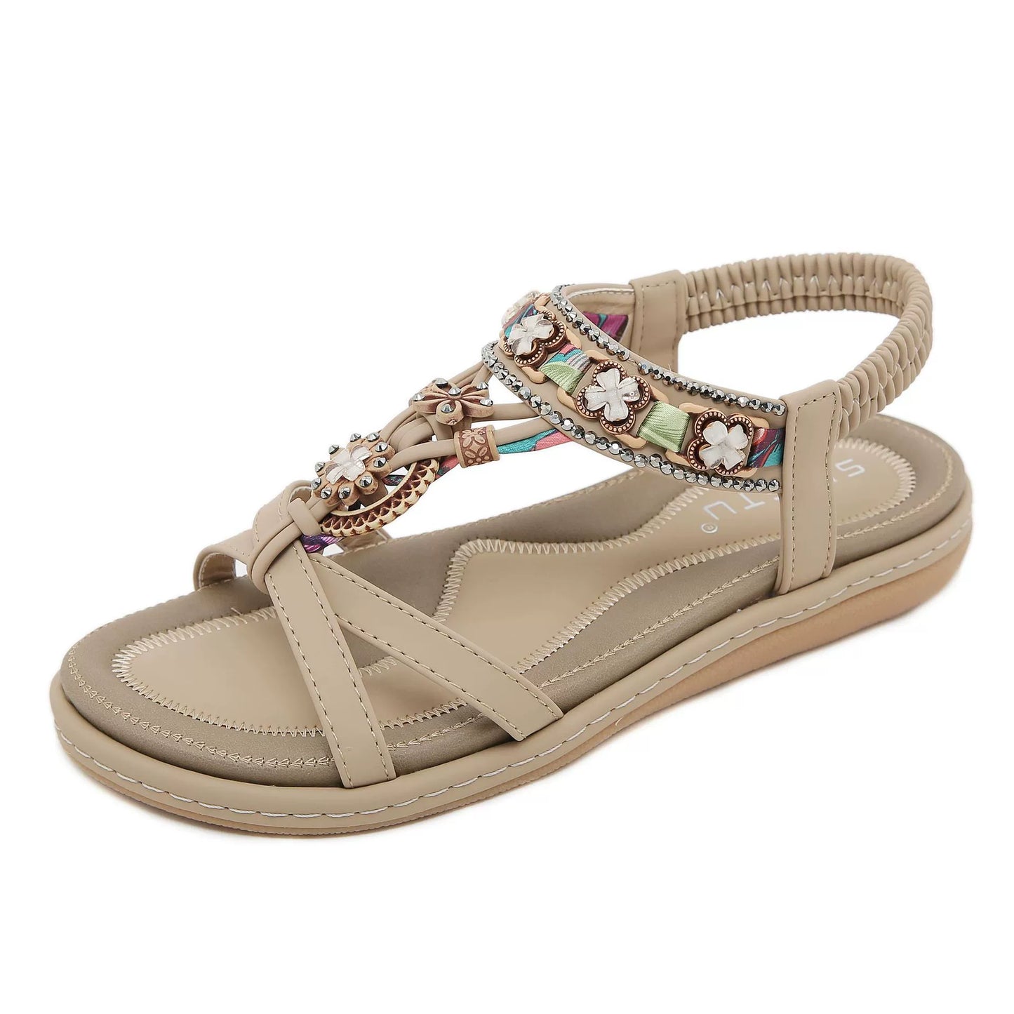 Open-Toe Sandals Flower Charm Embellishments