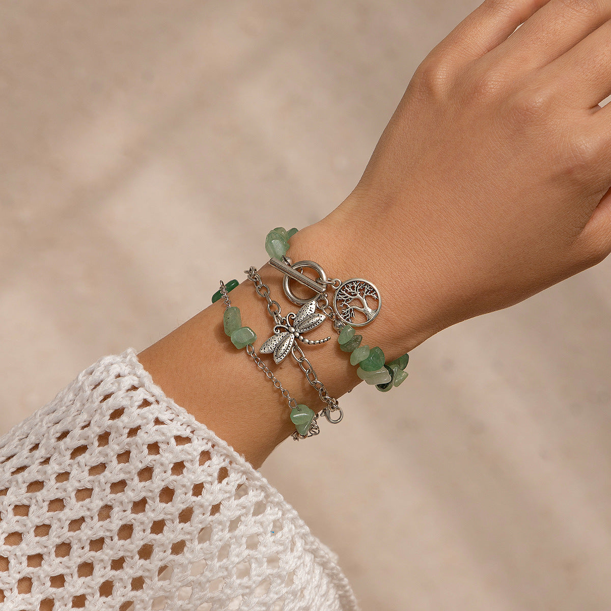 Natural Turquoise Dragonfly Charm OT Buckle Bracelet