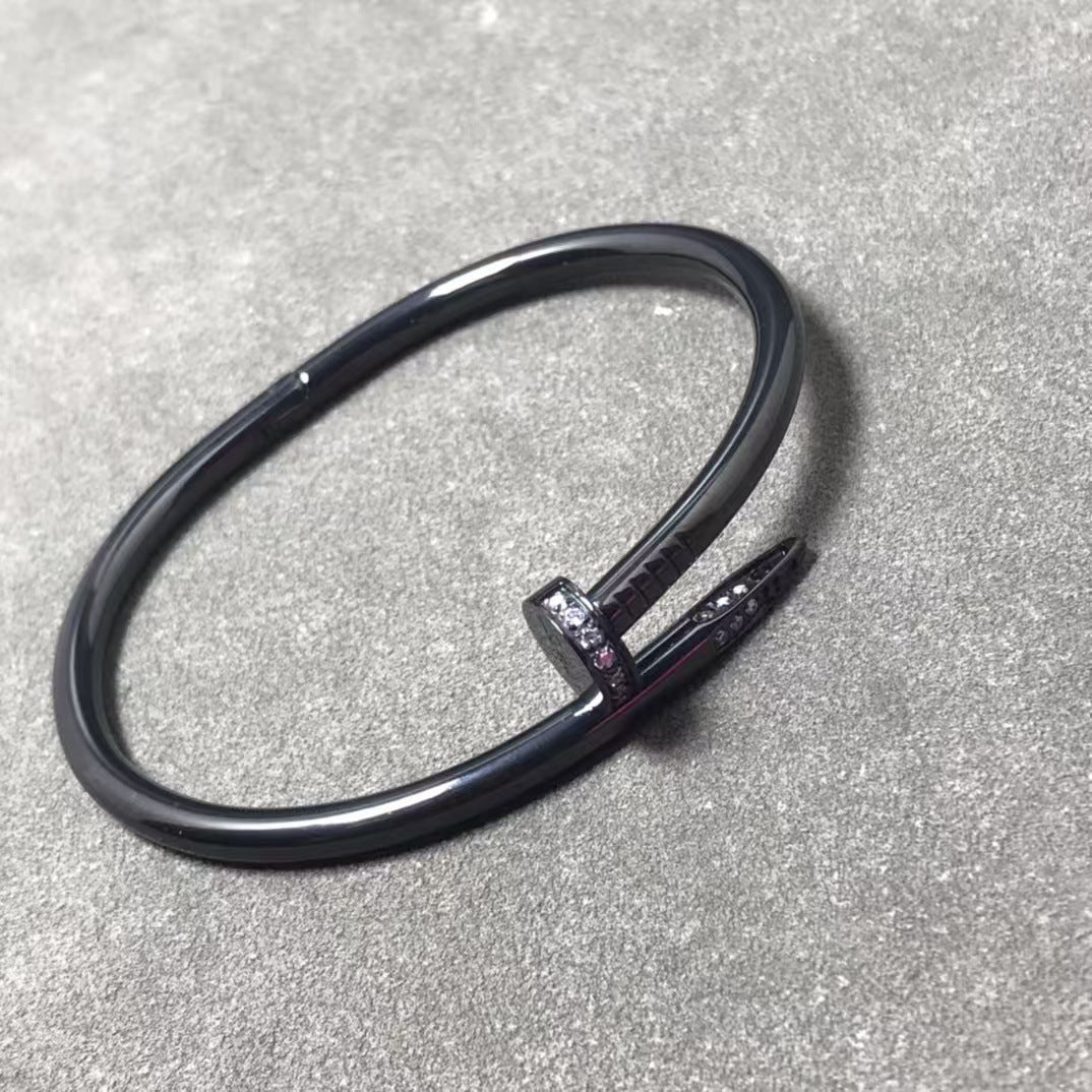 Thick .925 Silver Nail Head and Tail Bracelet