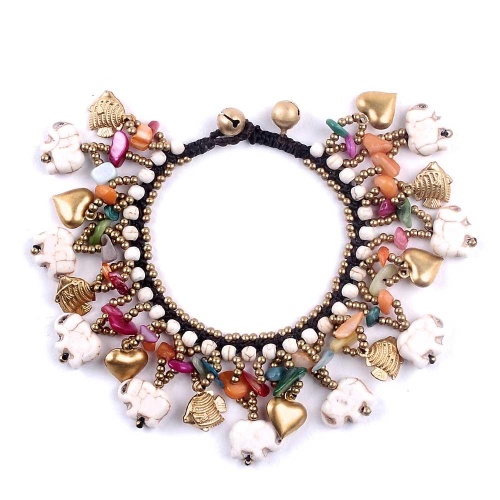 Natural Stone Tassels & Charms Bracelet