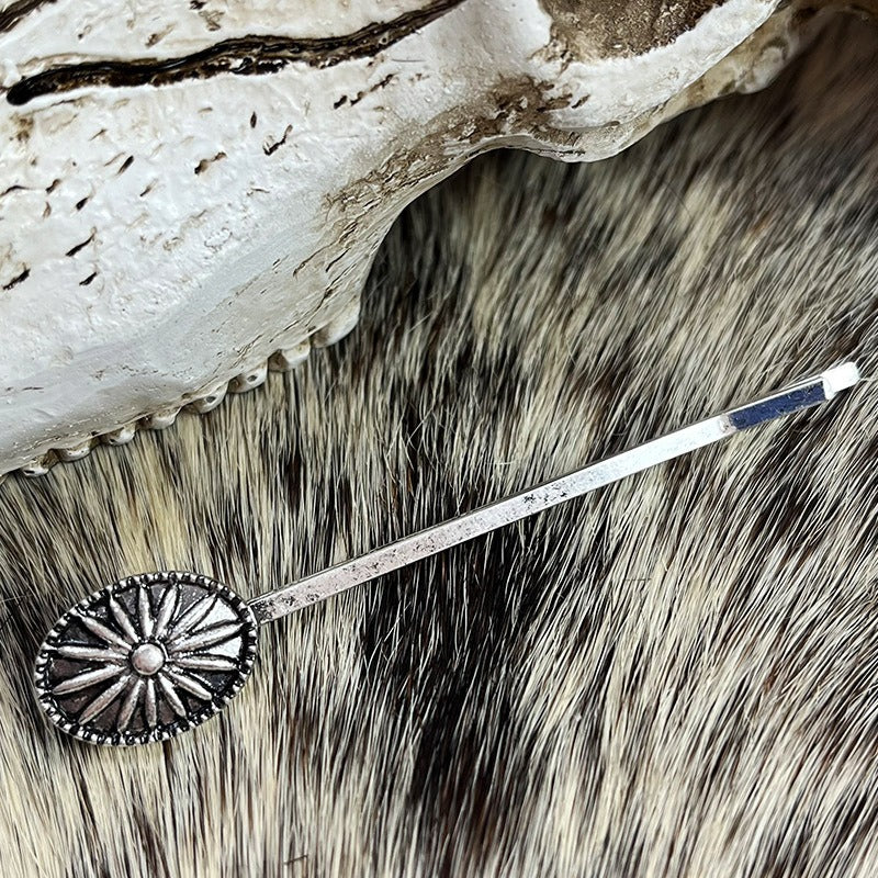 Natural Turquoise Antique Silver Alloy Flower Hair Pins