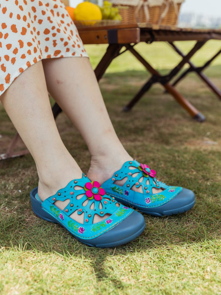 Vintage Printed Flowers Pattern Sandals