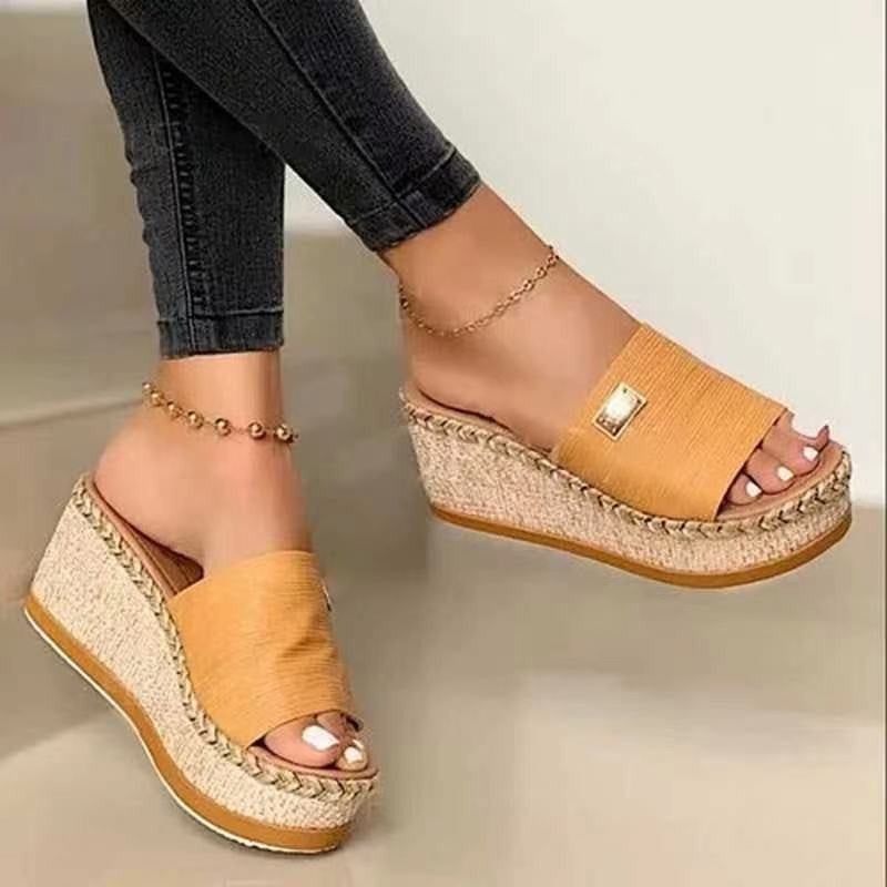 Wedge Sandals with Braided Embellishments