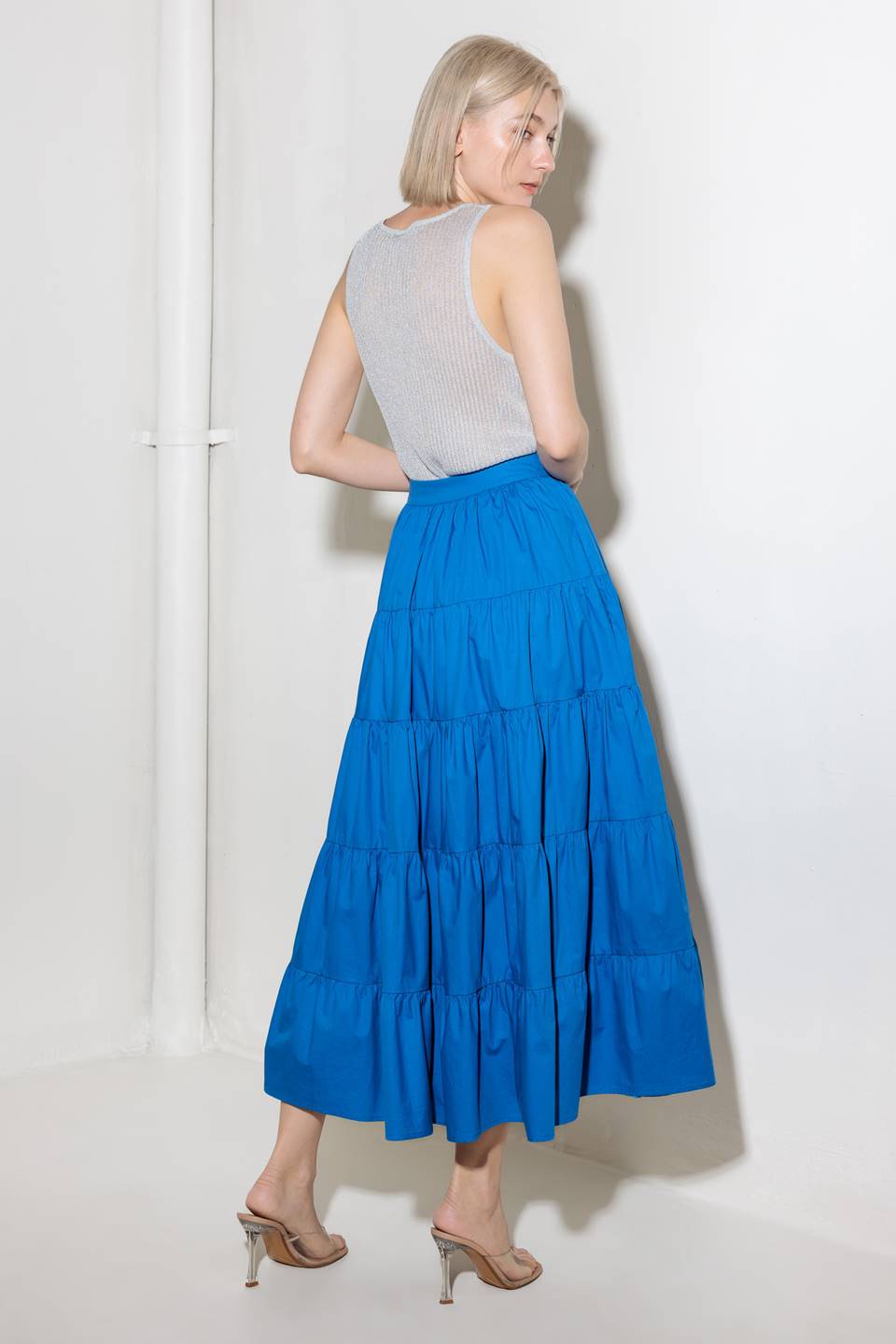 Simply Spellbound Blue Woven Full Midi Skirt