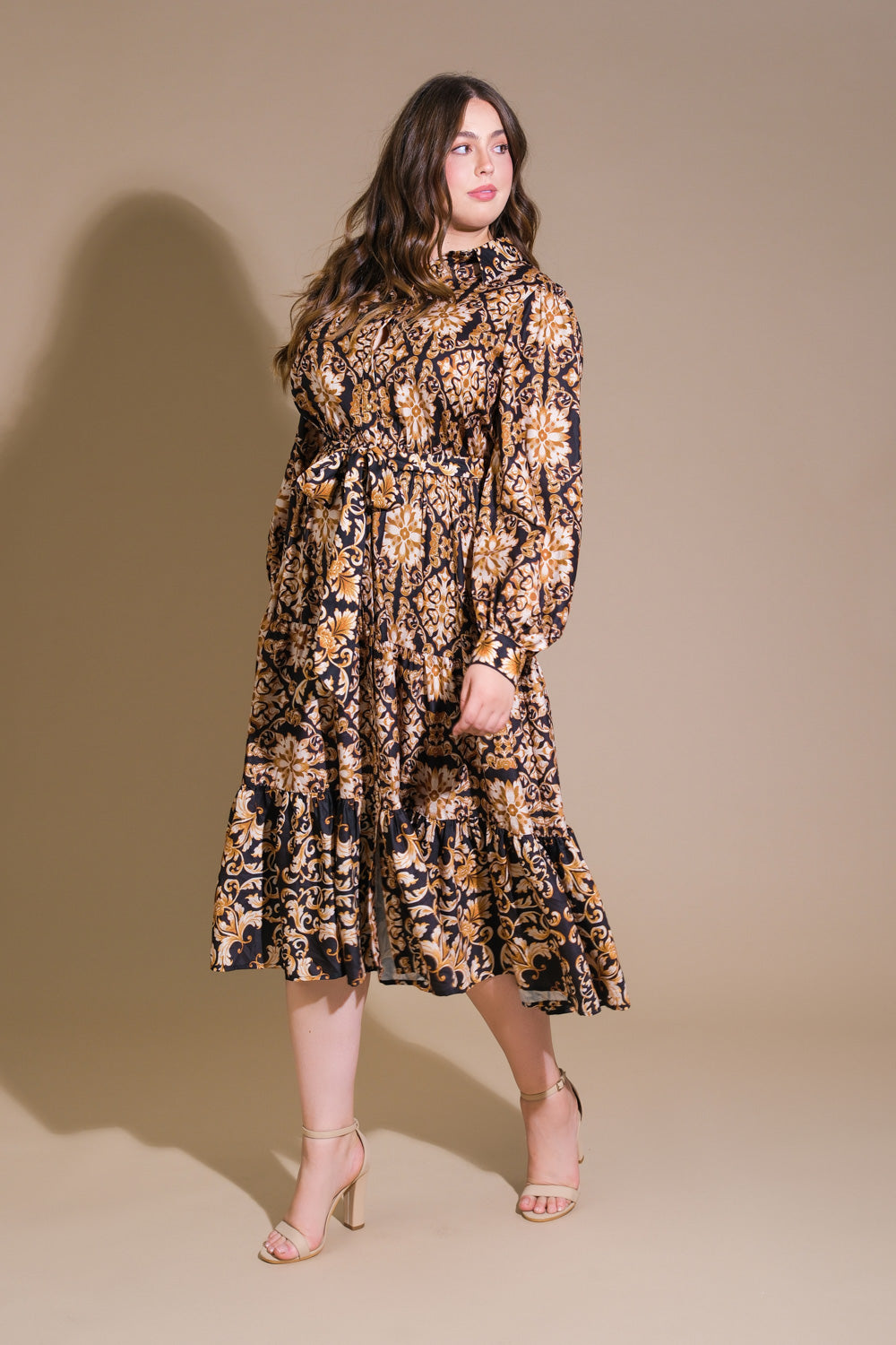 Honeyed Tones Dreams Woven Midi Dress