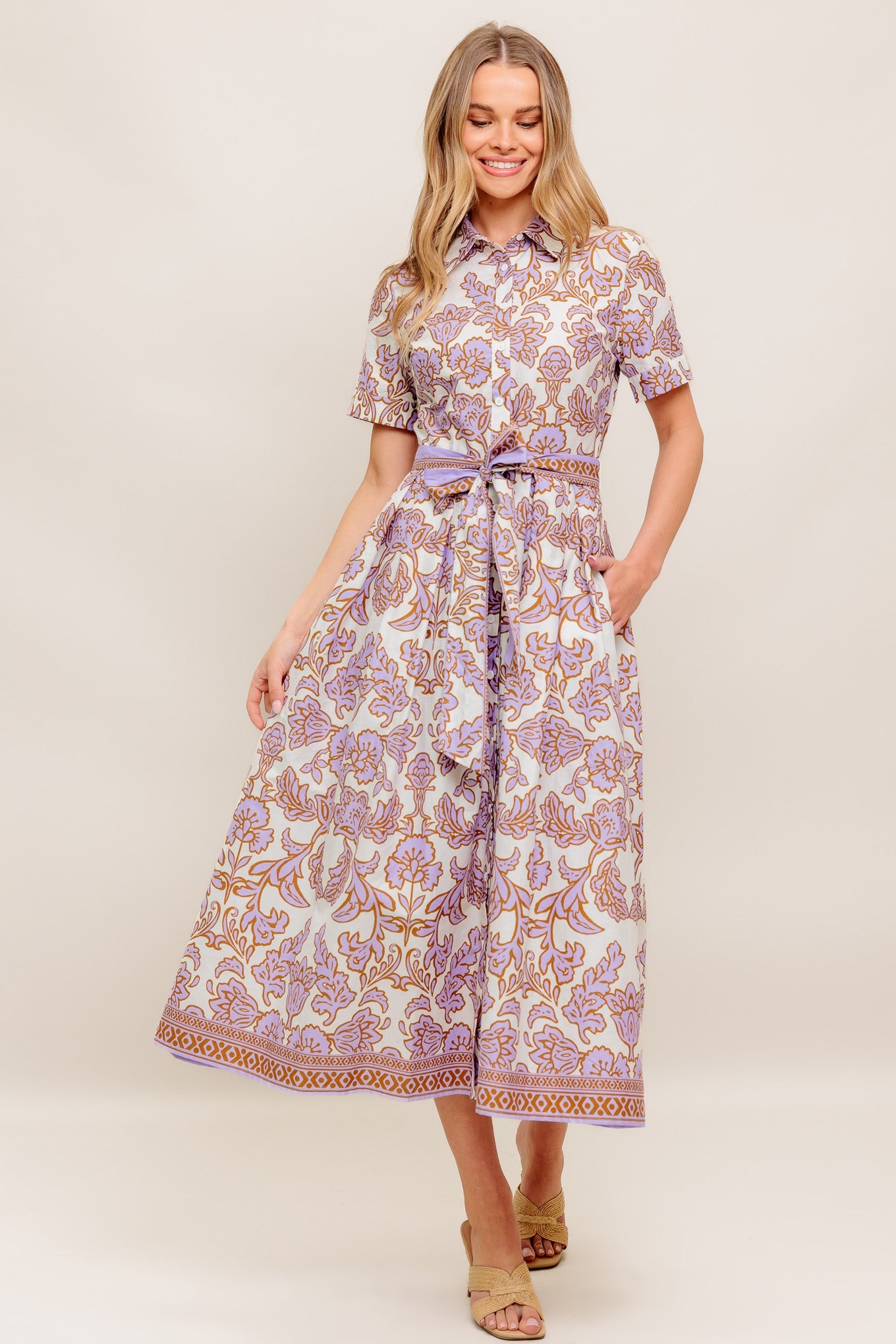 Lavender Mosaic Midi Dress