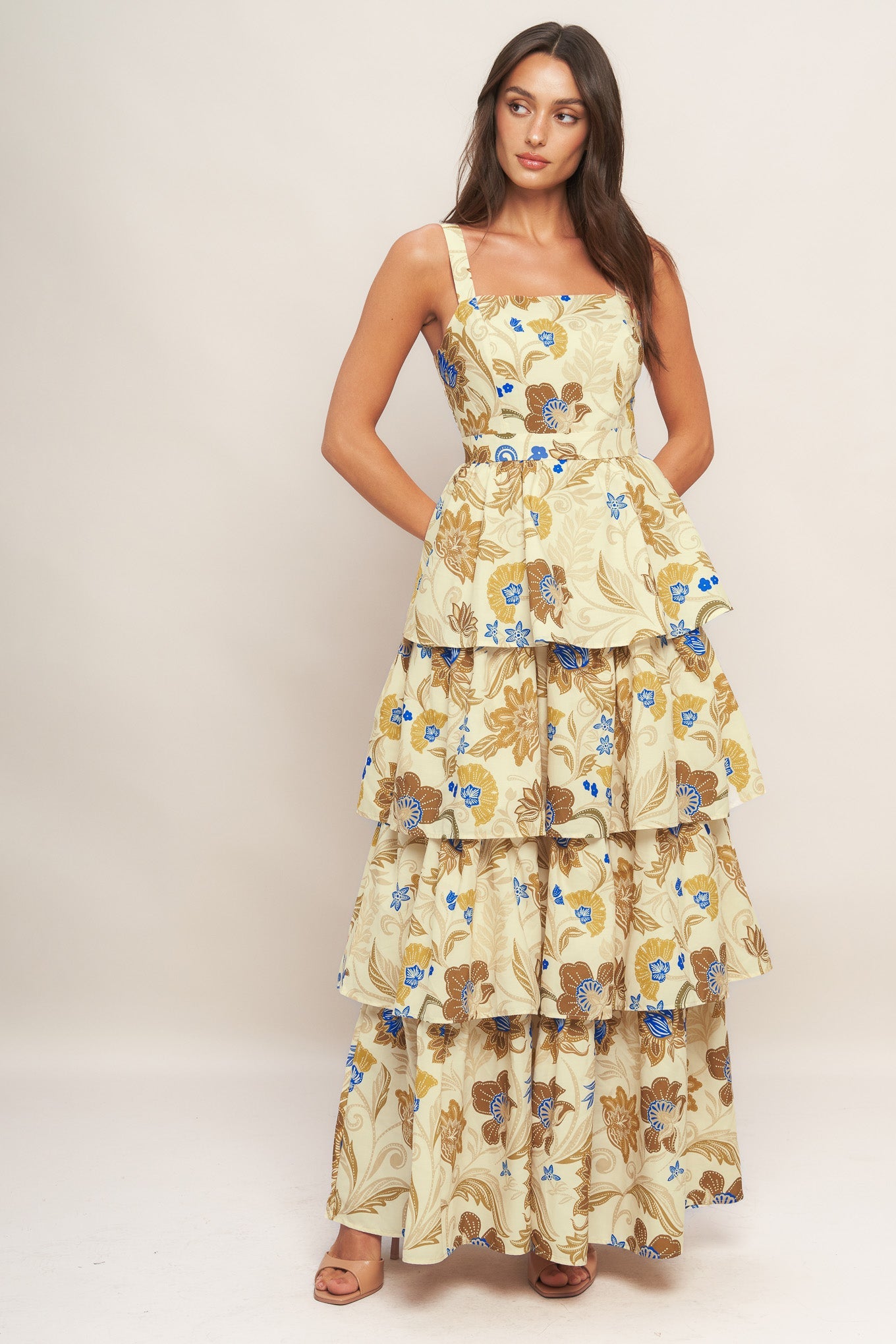 Golden Blossom Maxi Dress