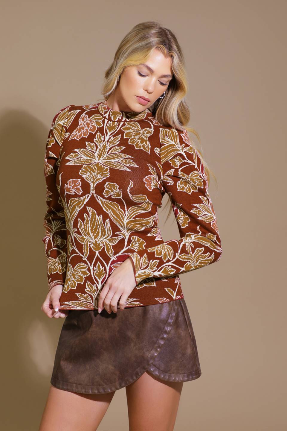 Warm Afternoons Jacquard Sweater Top
