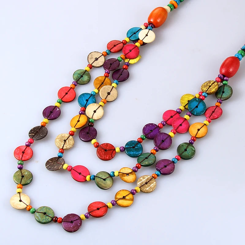 Handmade Bohemia Statement Necklace Coconut Shells