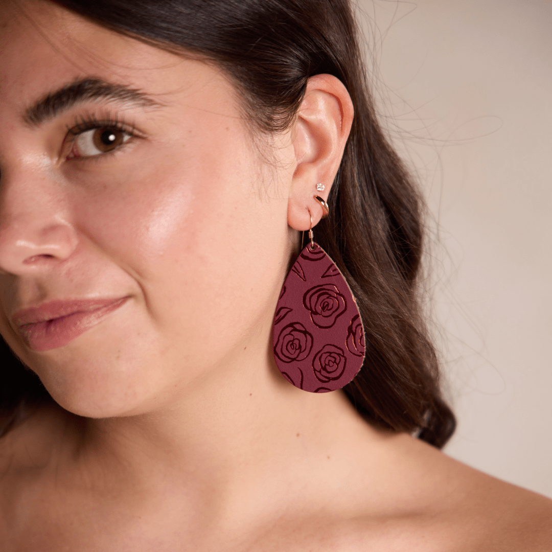 Burgundy Rosette Teardrops