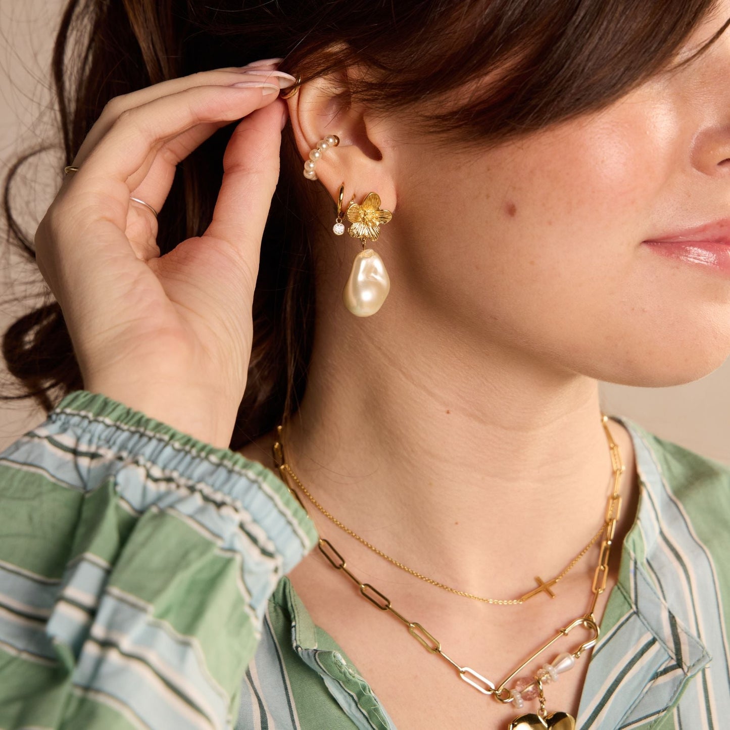 Flower and Pearl Statement Drop Studs