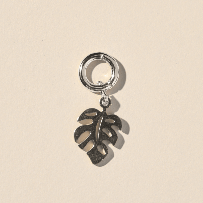 Silver Monstera Leaf Charm