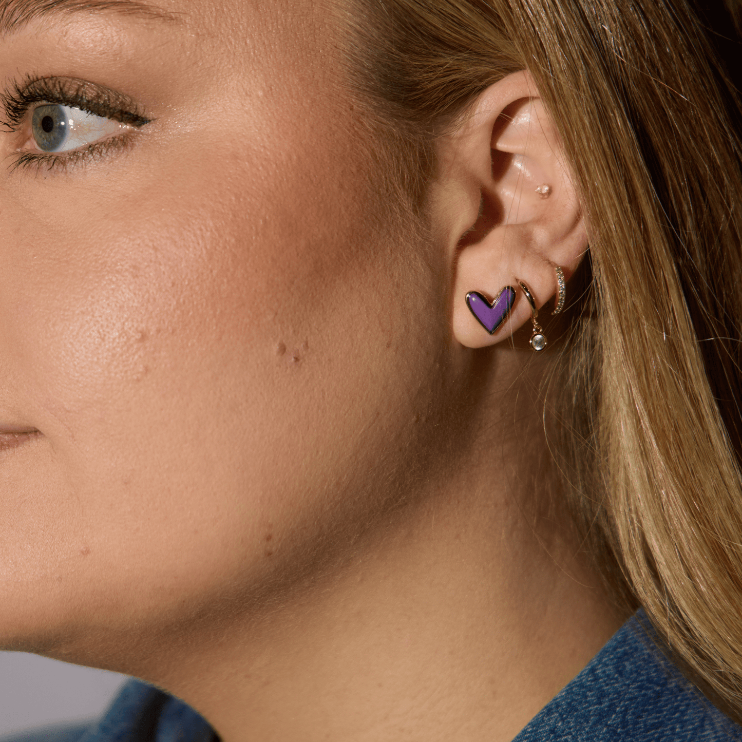 Purple Stone Sweetheart Studs