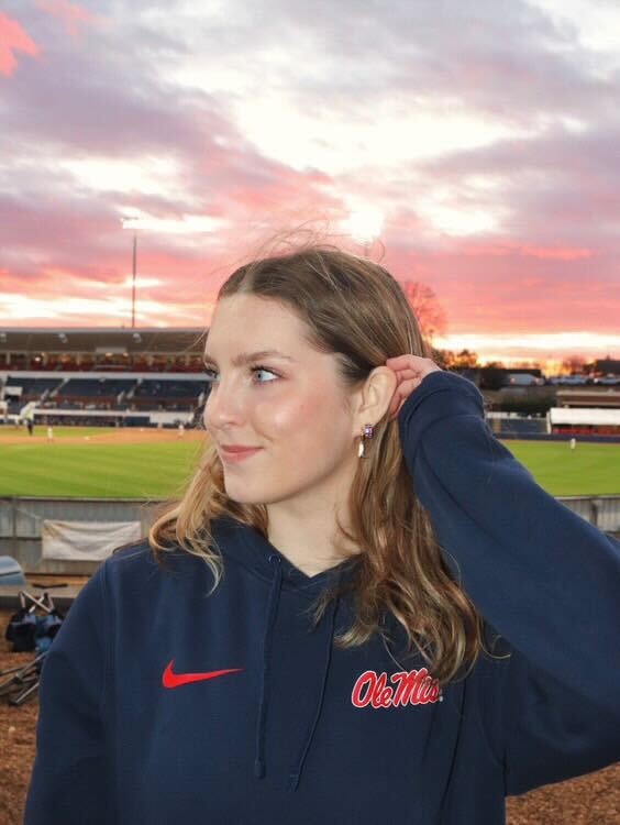 Red & Blue Checkered Enamel Huggies