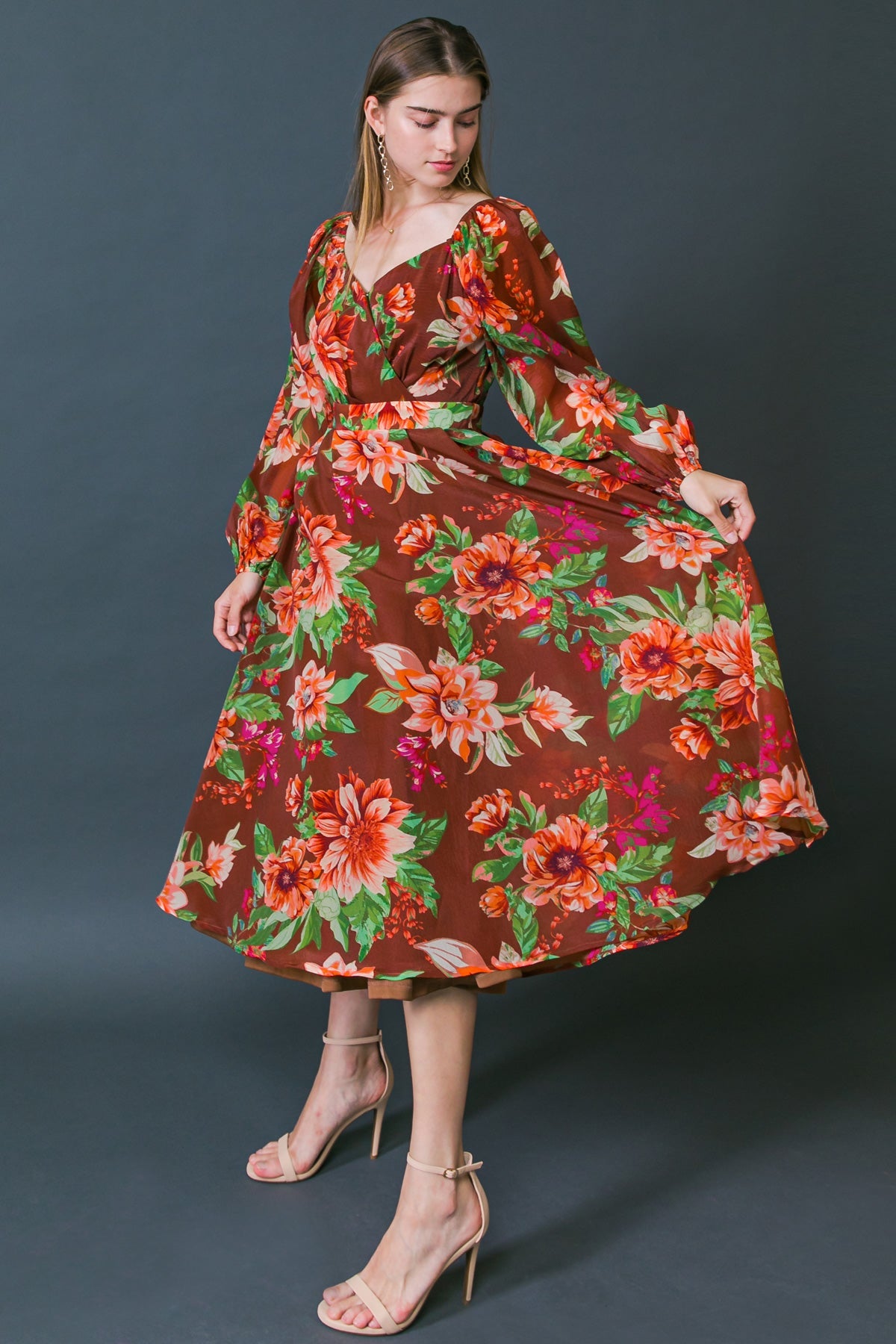 Let It Happen Woven Orgnza Midi Dress