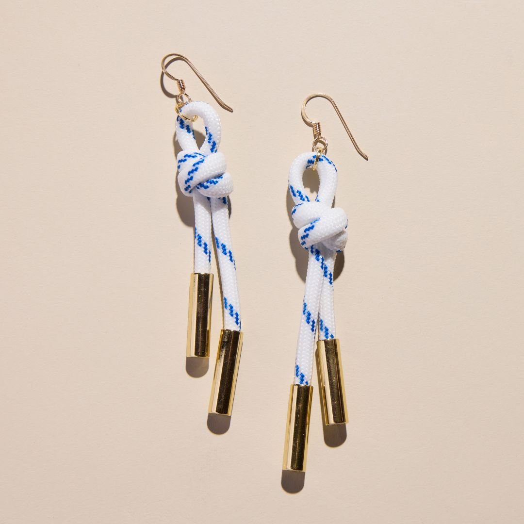 White & Blue Denver Cord Earring