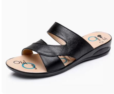Leather Slides Open-Toe Sandals