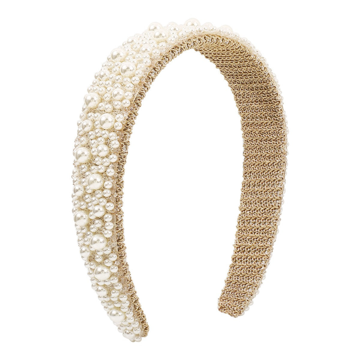 Woven Headband Pearl Flower Rhinestone Beadwork