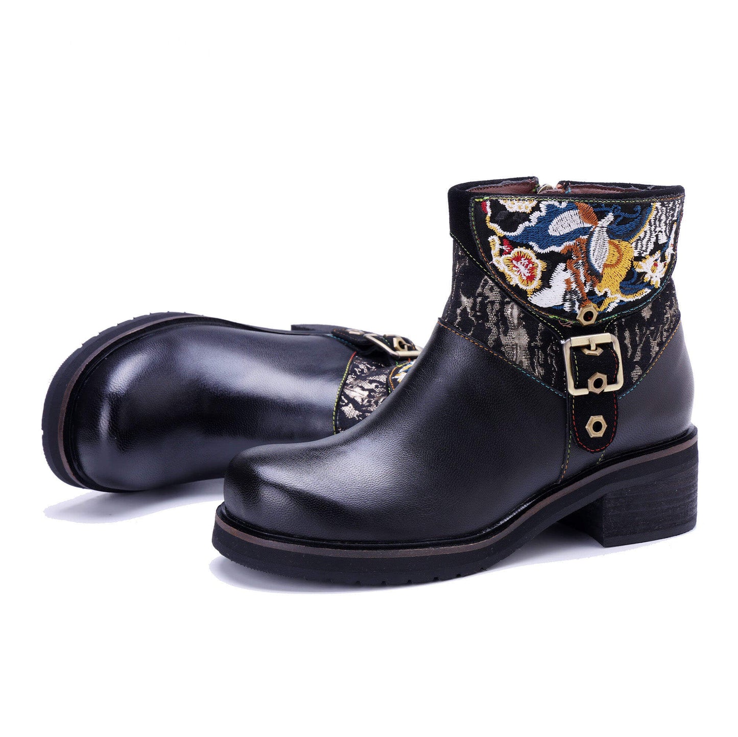 Embroidered Elegance Ankle Boots