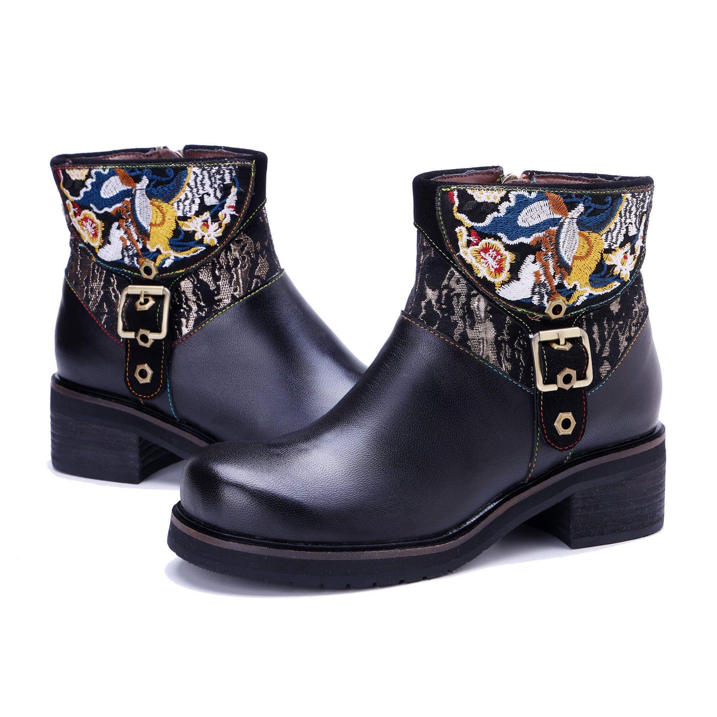 Embroidered Elegance Ankle Boots