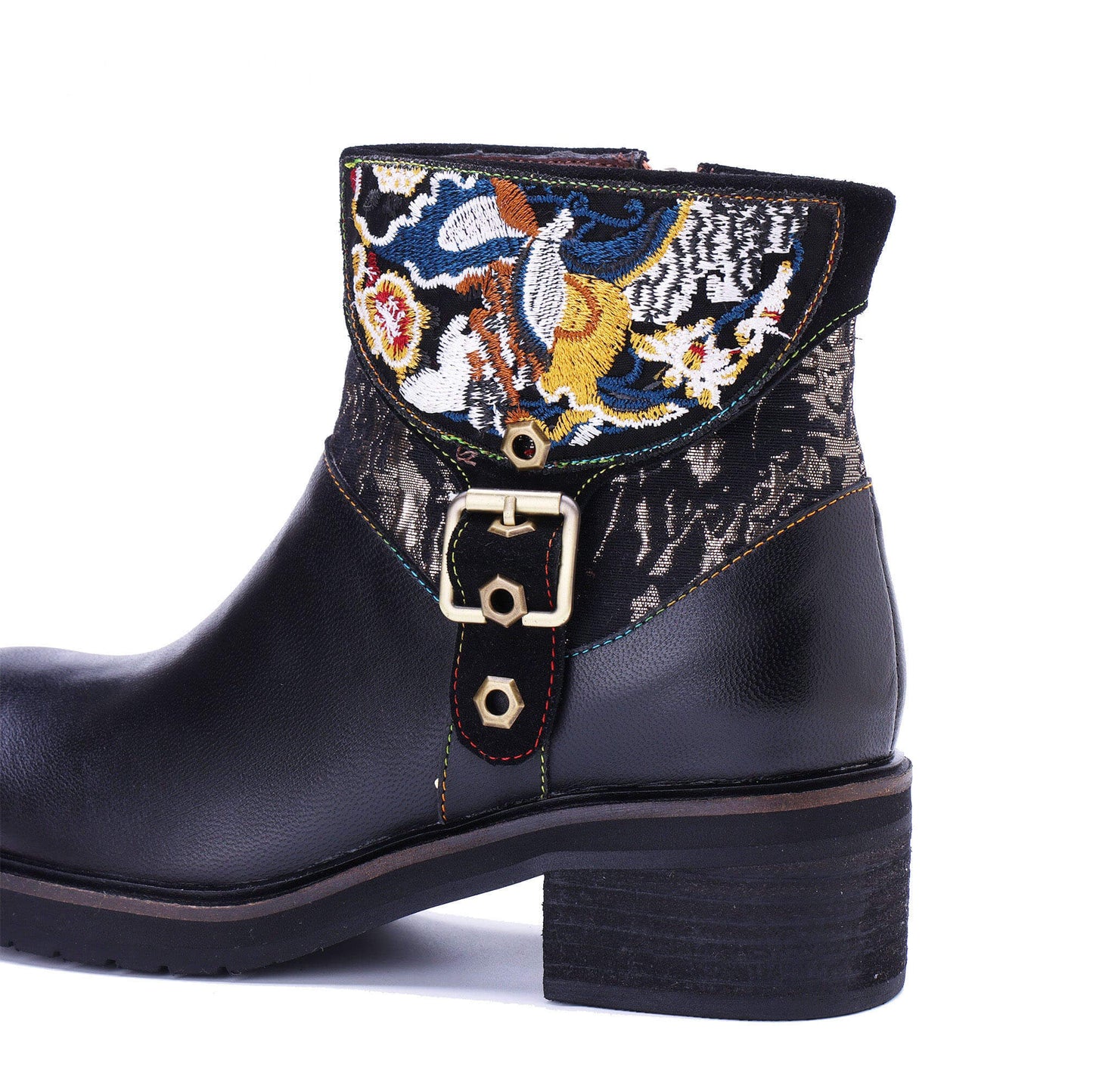Embroidered Elegance Ankle Boots
