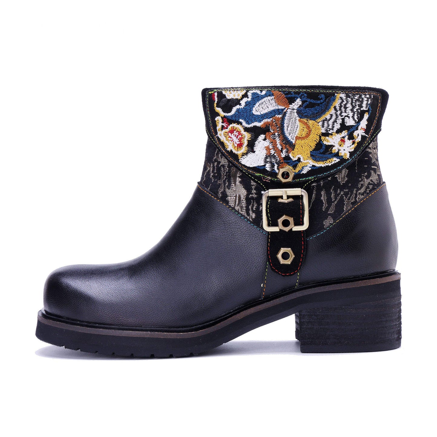 Embroidered Elegance Ankle Boots
