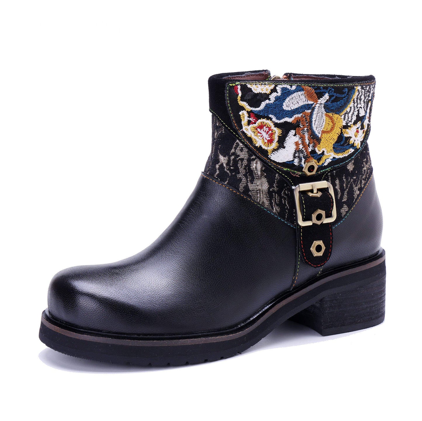 Embroidered Elegance Ankle Boots