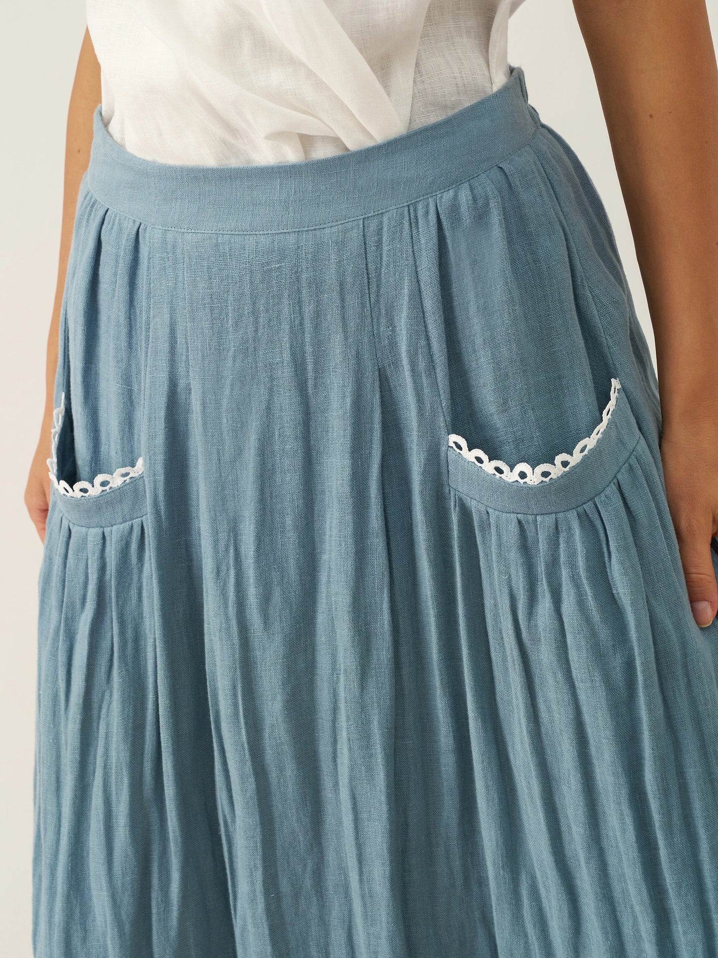 Linen Lace-up Pocket Skirt
