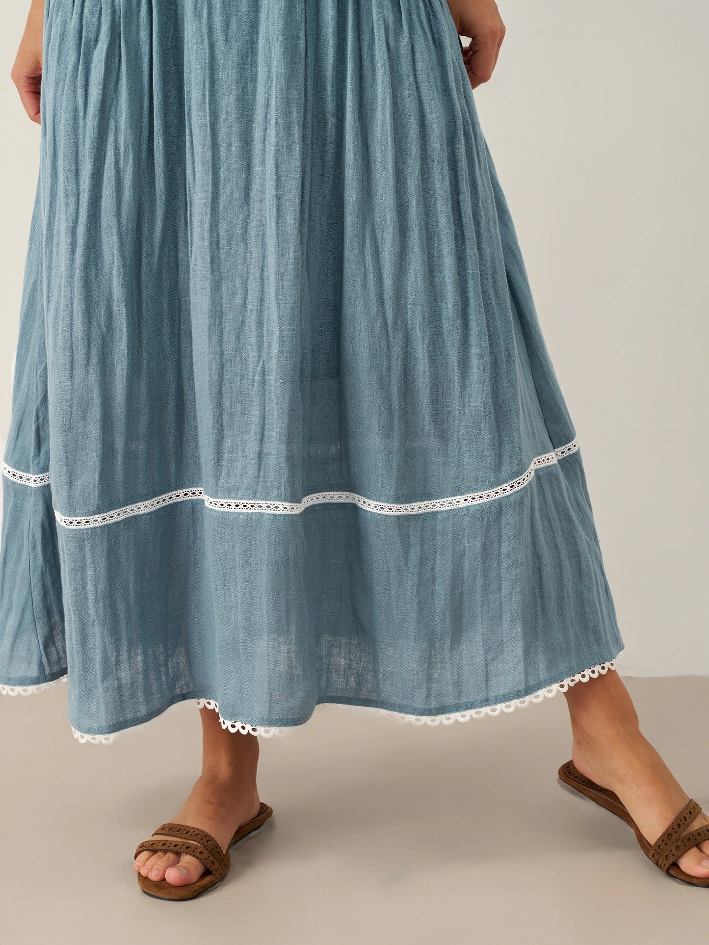 Linen Lace-up Pocket Skirt