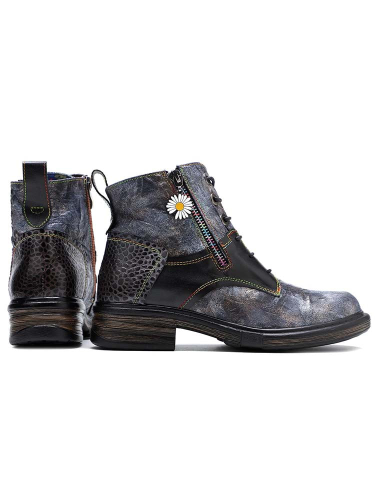 Genuine Leather Vintage Ankle Boots