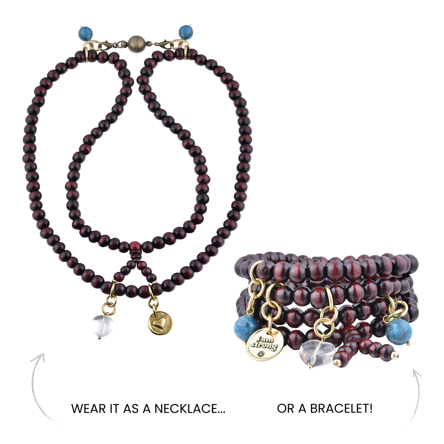 I Am Strong Wrap Bracelet or Necklace
