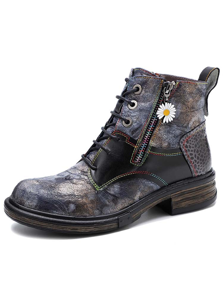 Genuine Leather Vintage Ankle Boots