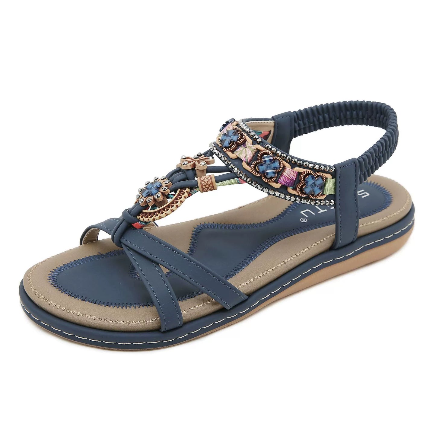 Open-Toe Sandals Flower Charm Embellishments