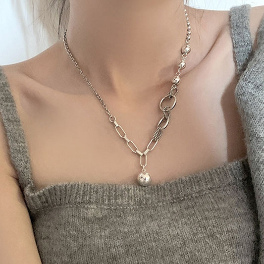 Mixed .925 Sterling Chain & Round Bead Pendant