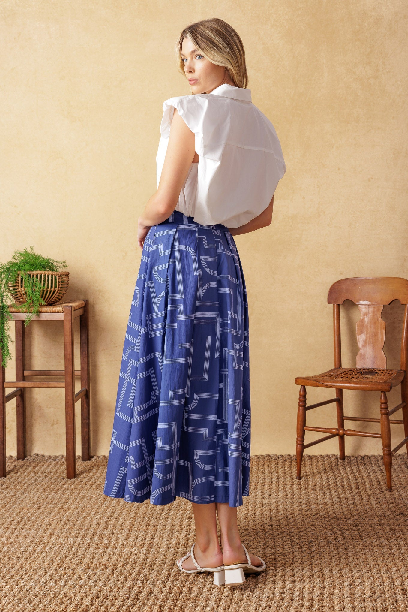 Leaves of Tomorrow Woven Midi Skirt