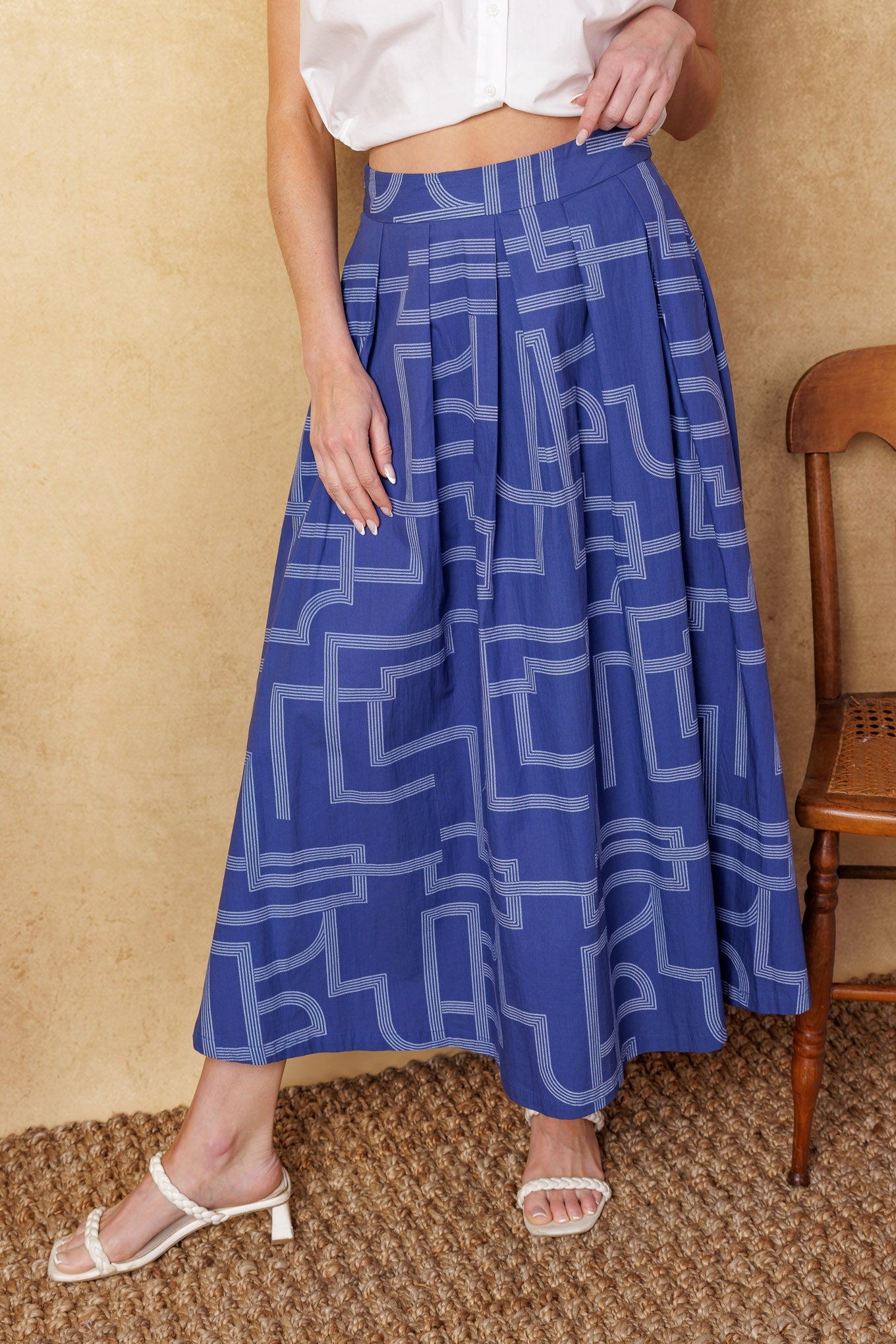 Leaves of Tomorrow Woven Midi Skirt