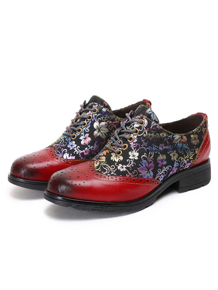 Karter Flower Handmade Brogue Flat Shoes