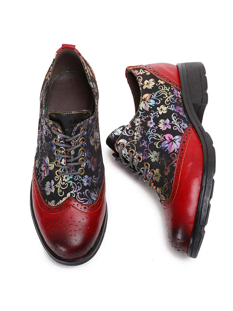 Karter Flower Handmade Brogue Flat Shoes