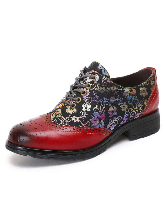 Karter Flower Handmade Brogue Flat Shoes