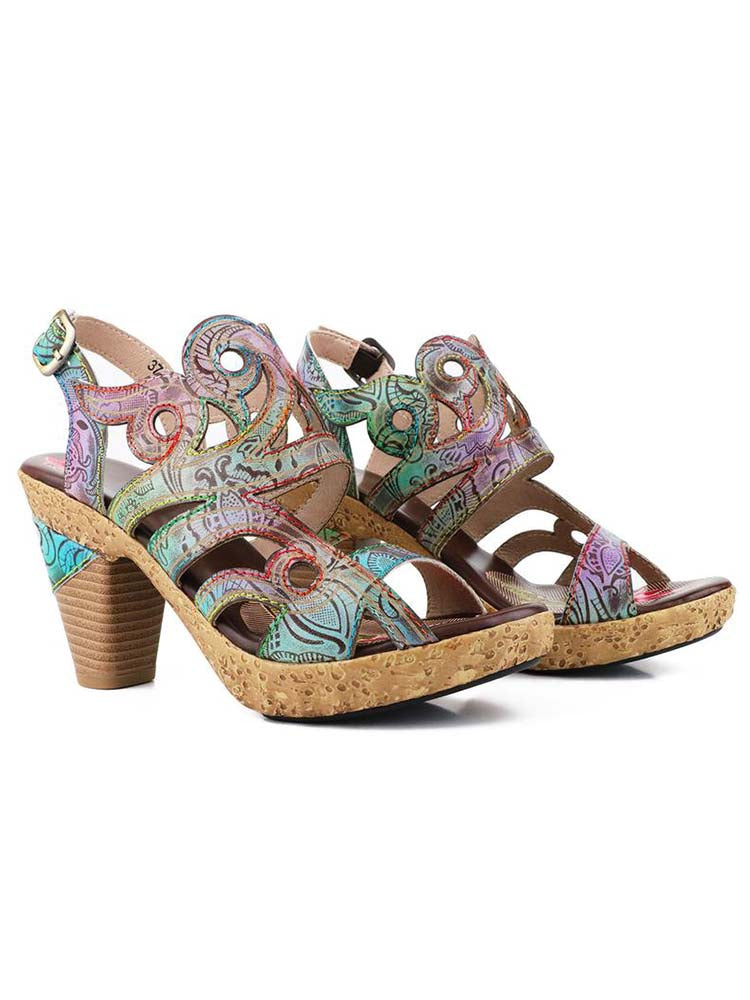 Zendaya Hand-painted Genuine Leather Sandals