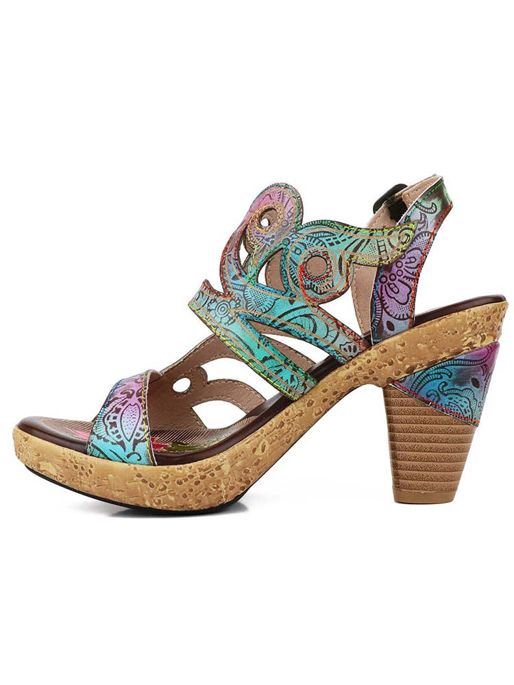 Zendaya Hand-painted Genuine Leather Sandals
