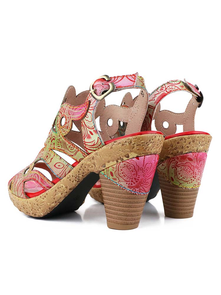 Zendaya Hand-painted Genuine Leather Sandals