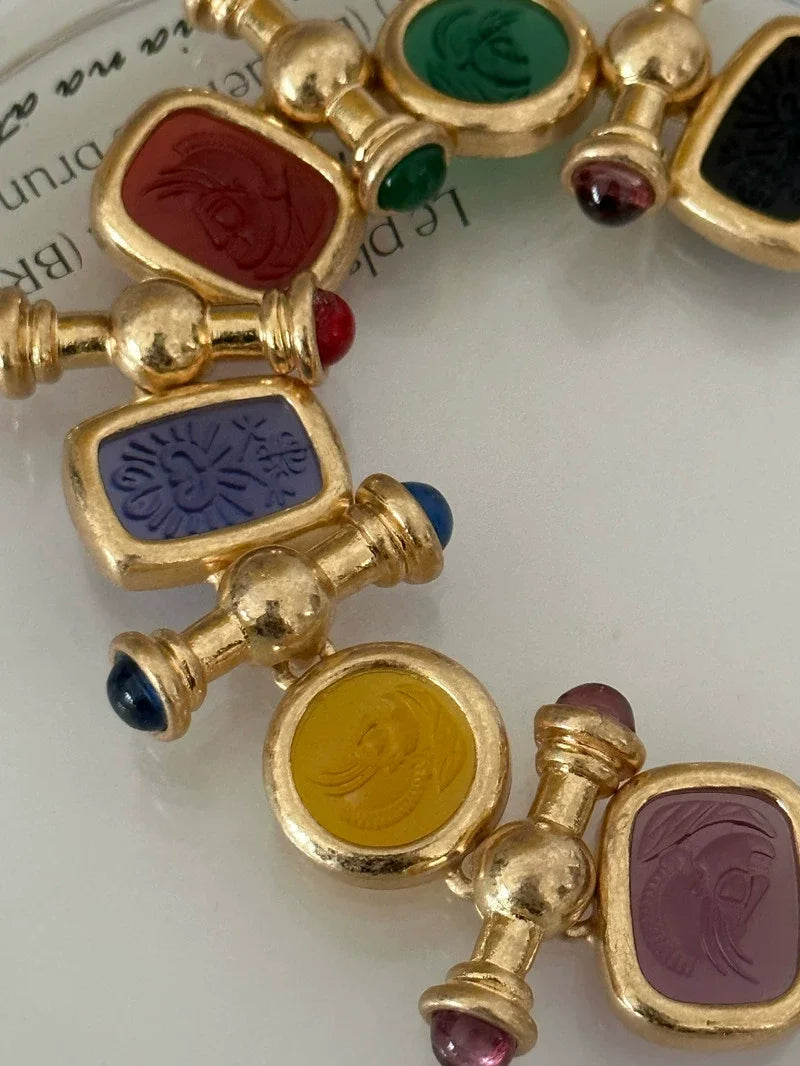 Chunky Colorful Retro Statement Bracelet
