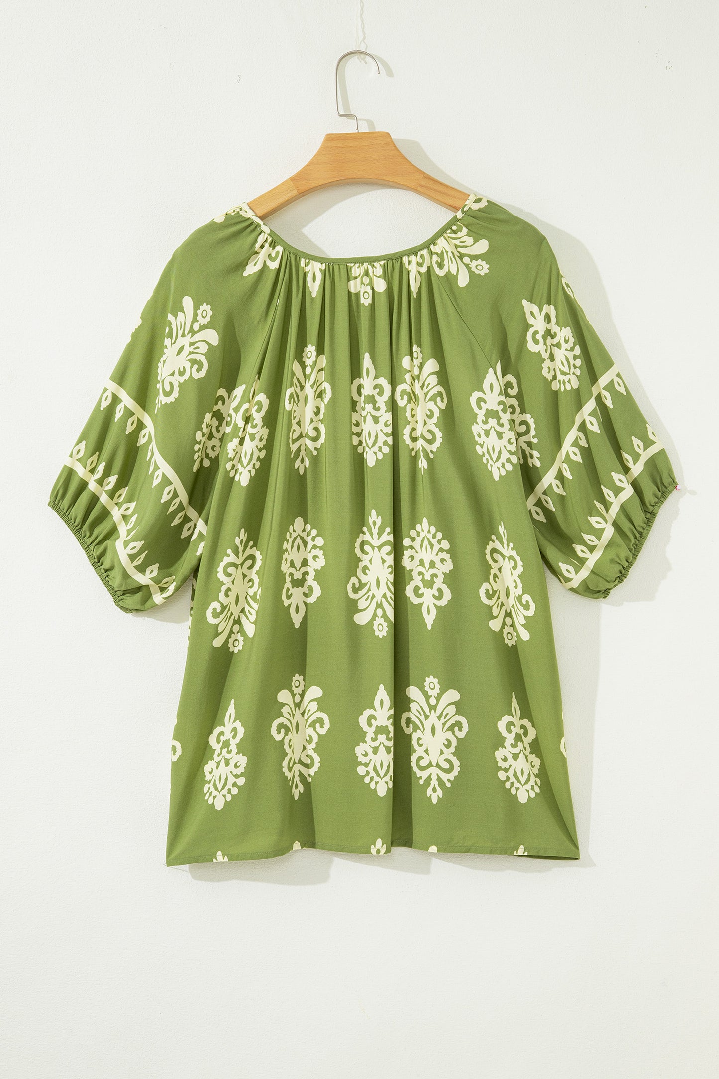 Yellow Boho Chic Notched V Neck Plus Floral Short Sleeve Top