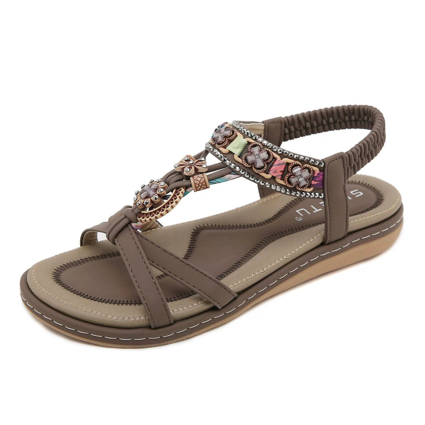 Open-Toe Sandals Flower Charm Embellishments
