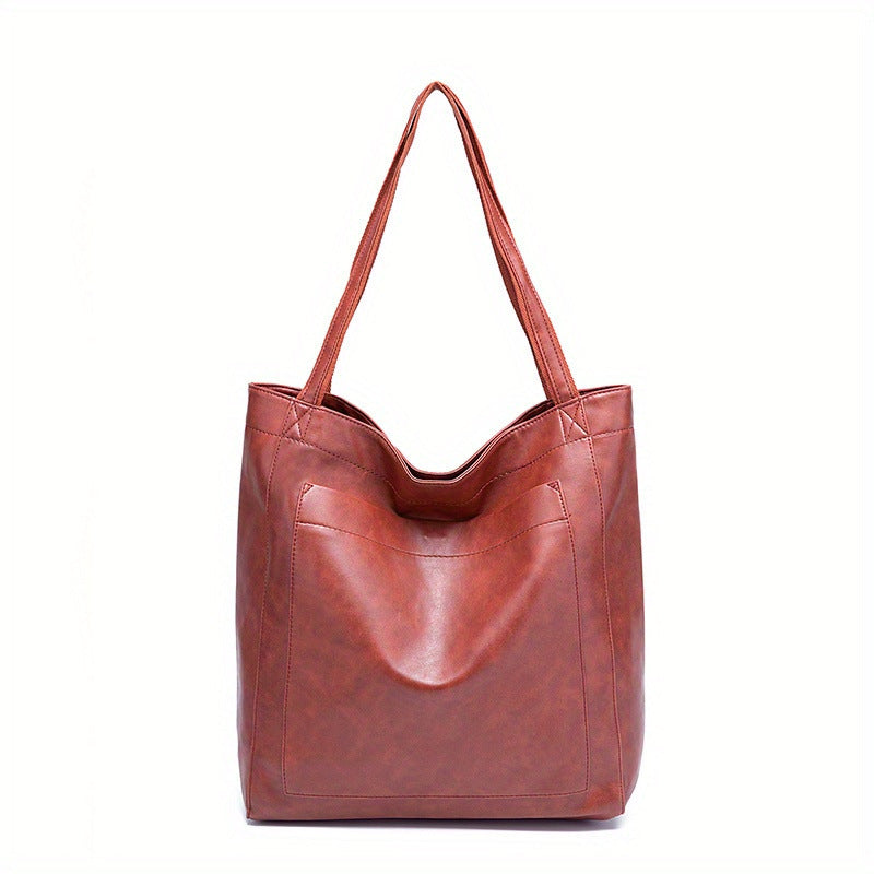 Classic Oil Wax Vegan Leather Shoulder Bag