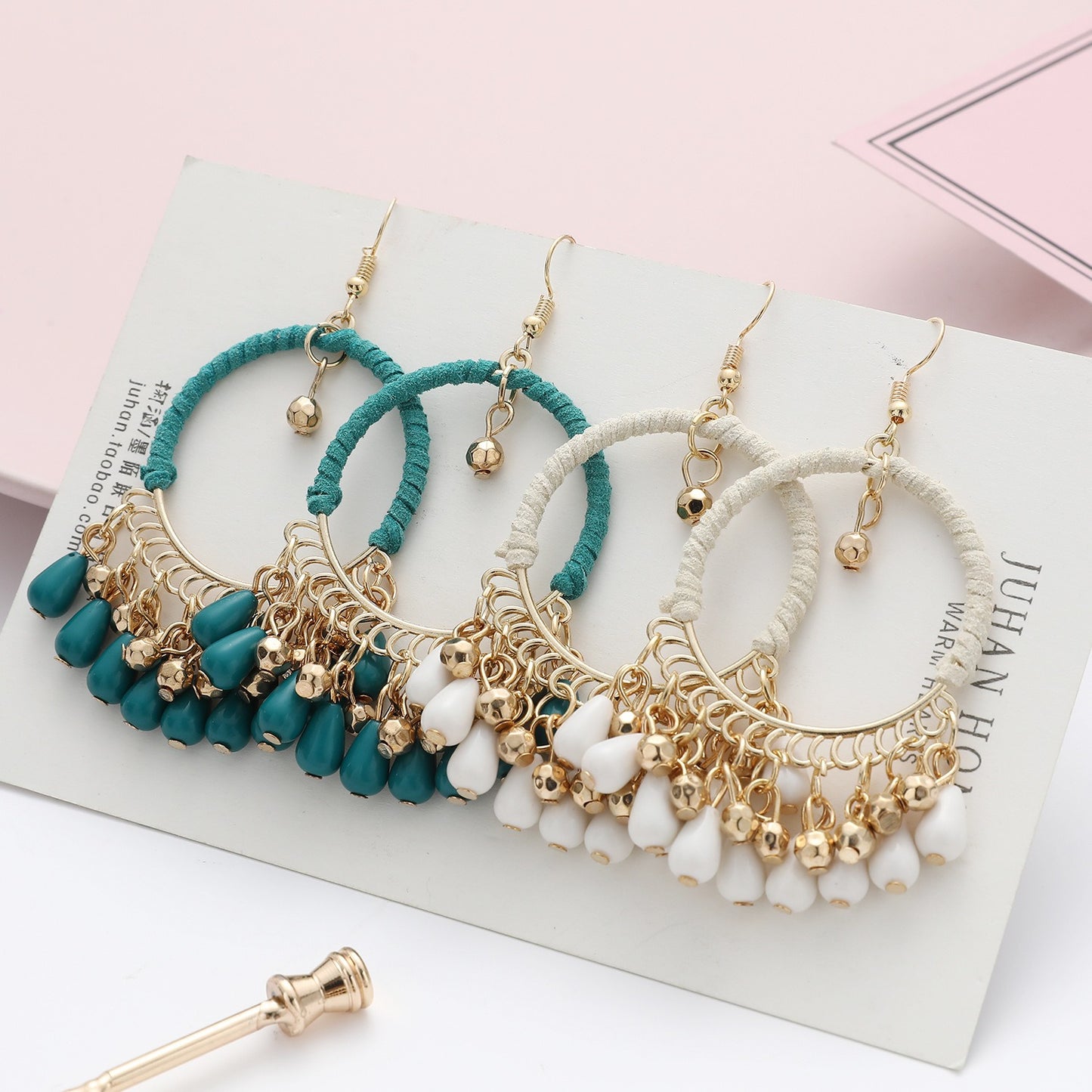 Boho Handmade Woven Tassel Earrings