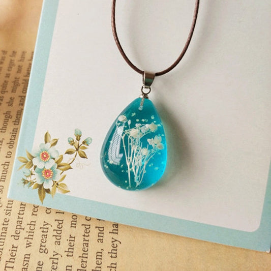 Handmade Gypsophila Glass Pendant Choker Necklace